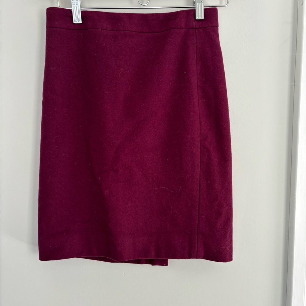 J crew maroon wool pencil skirt